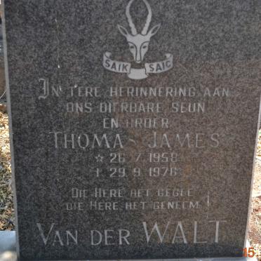 WALT Thomas James, van der 1958-1976