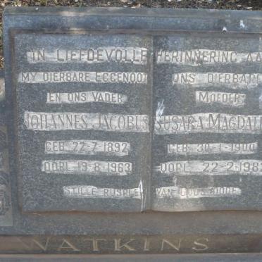 WATKINS Johannes Jacobus 1892-1963 &amp; Susara Magdalena 1900-1982