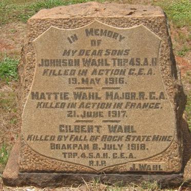 WAHL Johnson -1916 :: WAHL Mattie -1917 :: WAHL Gilbert -1918