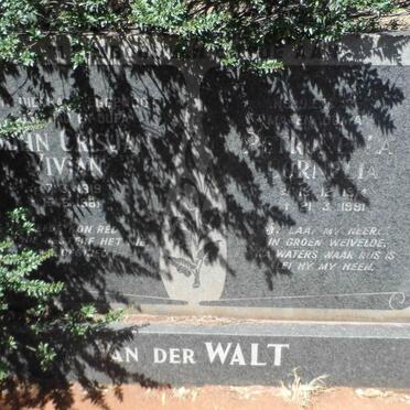 WALT John Crisjan Vivian, van der 1919-1981 &amp; Petronella Cornelia 1914-1991