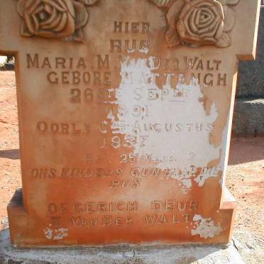 WALT Maria M., van der nee HATTENGH 1891-1937
