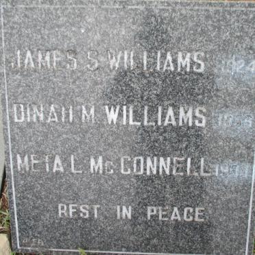 WILLIAMS James S. -1924 :: WILLIAMS Dinah M. -1956 :: McCONNELL Meta L. -1999