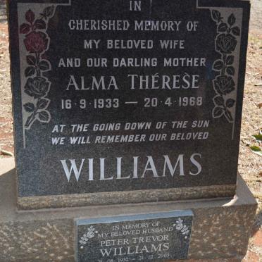 WILLIAMS Peter Trevor 1932-2003 &amp; Alma Théreśe 1933-1968