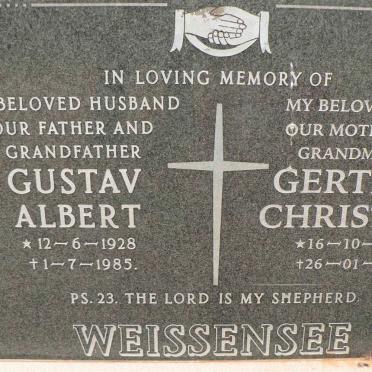 WEISSENSEE Gustav Albert 1928-1985 &amp; Gertrud Christina 1935-2015