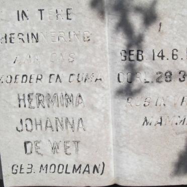 WET Hermina Johanna, de nee MOOLMAN 1876-1966