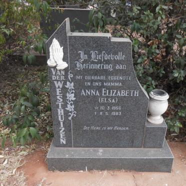 WESTHUIZEN Anna Elizabeth, van der 1956-1983