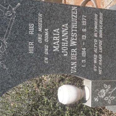 WESTHUIZEN Maria Johanna, van der 1914-1977