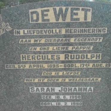 WET Hercules Rudolph, de 1895-1944 &amp; Sarah Johanna 1900-1990