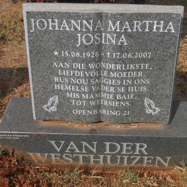WESTHUIZEN Johanna Martha Josina, van der 1926-2007