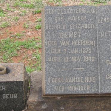 WET Hester Elizabeth, de nee VAN HEERDEN 1872-1948