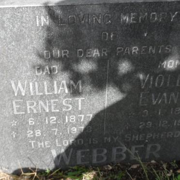 WEBBER William Ernest 1877-1978 &amp; Violet Evans 1888-1923