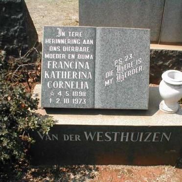 WESTHUIZEN Francina Katherina Cornelia, van der 1898-1973