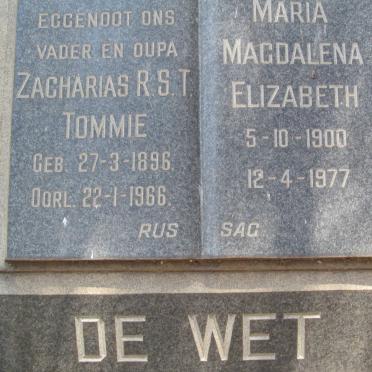 WET Zacharias R.S.T., de 1896-1966 &amp; Maria Magdalena Elizabeth 1900-1977