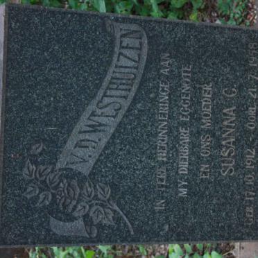 WESTHUIZEN Susanna C., v.d. 1912-1958