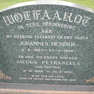 WOLFAARDT Johannes Hendrik 1893-1958 &amp; Jacoba Petranella HAVENGA 1898-1967