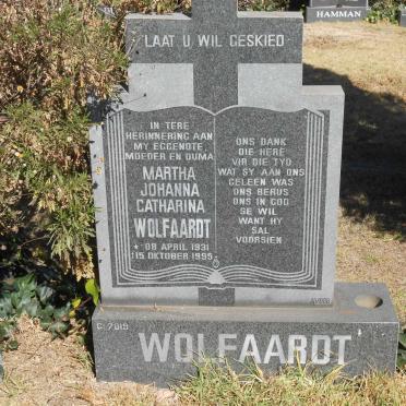WOLFAARDT Martha Johanna Catharina 1931-1995