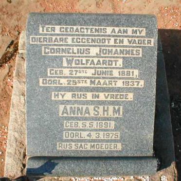 WOLFAARDT Cornelius Johannes 1881-1937 &amp; Anna S.H.M. 1891-1975