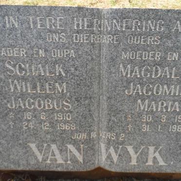WYK Schalk Willem Jacobus, van 1910-1968 &amp; Magdalena Jacoba Maria 1910-1987