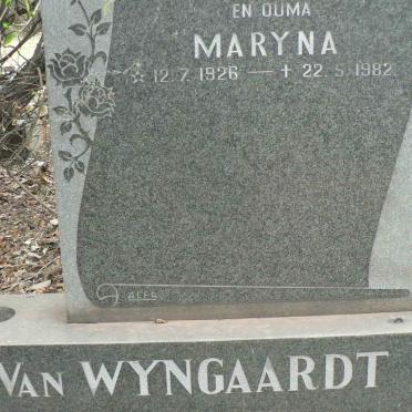 WYNGAARDT Maryna, van 1926-1982