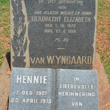 WYNGAARD Gerbrecht Elizabeth, van  1872-1960 :: SMIT Hennie 1921-1975
