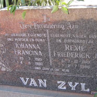 ZYL Friederick J., van 1919-1990 &amp; Johanna Francina 1925-1980
