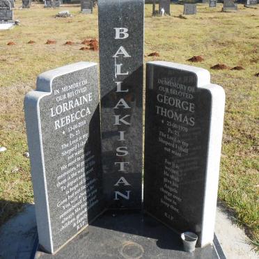 BALLAKISTAN George Thomas -1970 &amp; Lorraine Rebecca -2014
