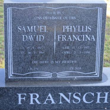 FRANSCH Samuel David 1907-1969 &amp; Phyllis Francina 1907-1994