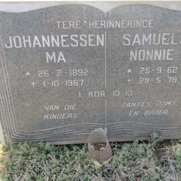 JOHANNESSEN Ma 1892-1967 :: SAMUELS Nonnie 1962-1979