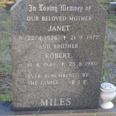 MILES Janet 1926-1977 :: MILES Robert 1949-1980
