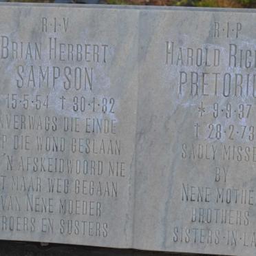 PRETORIUS Harold Richard 1937-1973  :: SAMPSON Brian Herbert 1954-1982