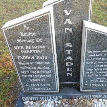 STADEN David William, van 1917-1969 &amp; Cathlyne Anne 1921-1997