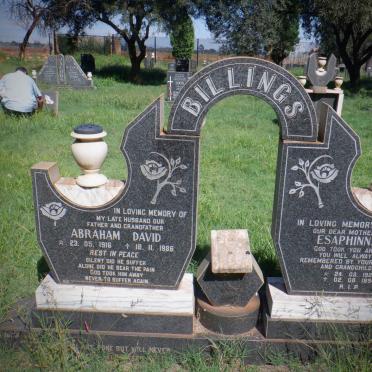 BILLINGS Abraham David 1916-1986 &amp; Esaphinna 1927-1994