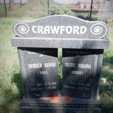 CRAWFORD Derrick Dennis 1946-1988 &amp; Valerie Johanna 1946-2012