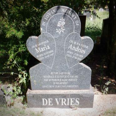 VRIES Andries, de 1929-2010 &amp; Maria 1939-1987