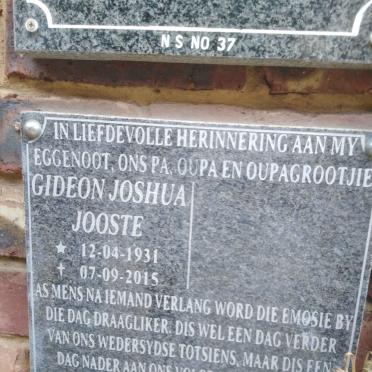 JOOSTE Gideon Joshua 1931-2015