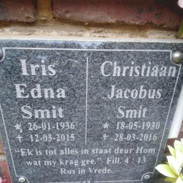 SMIT Christiaan Jacobus 1930-2016 &amp; Iris Edna 1936-2015