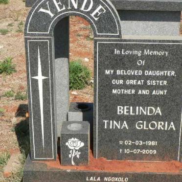 YENDE Belinda Tina Gloria 1981-2009