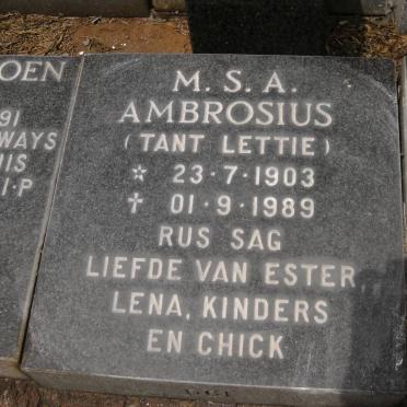 AMBROSIUS M.S.A. 1903-1989