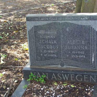 ASWEGEN Schalk Jacobus, van 1923-1978 &amp; Aletta Susanna 1922-1979