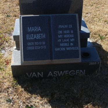 ASWEGEN Maria Elizabeth, van 1930-2004