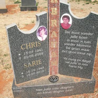 ABRAHAM Chris 1941-2009 &amp; Sarie 1943-2010