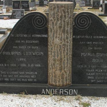 ANDERSON Philippus Lodewicus 1920-1969 &amp; Maria Sophia Roua 1915-1976
