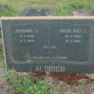 ALDRICH Nicolaas J. 1888-1969 &amp; Johanna S. 1898-1968