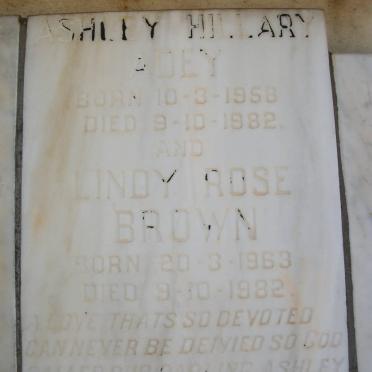 ADEY Ashley Hillary BROWN 1958-1982 :: BROWN Lindy Rose 1963-1982