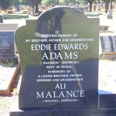 ADAMS Eddie Edwards 1942-1997 :: MALANCE Ali 1951-2000 :: MALANCE Alice 1924-1996 :: MALANCE Gladys 1948-1973