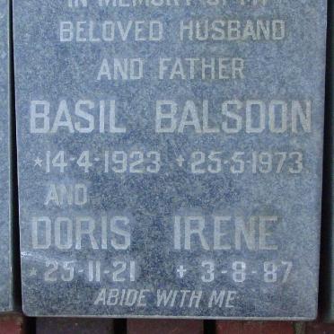 BALSDON Basil 1923-1973 &amp; Doris Irene 1921-1987
