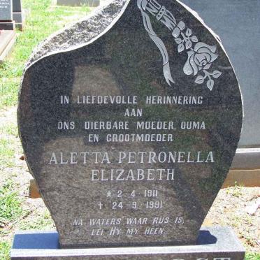 BADENHORST Aletta Petronella Elizabeth 1911-1991