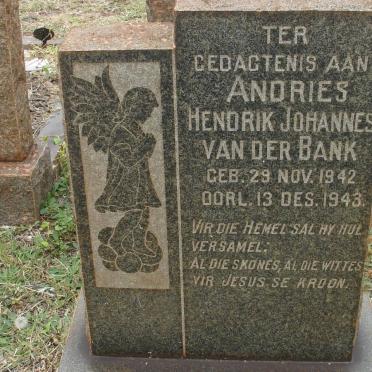 BANK Andries Hendrik Johannes, van der 1942-1943