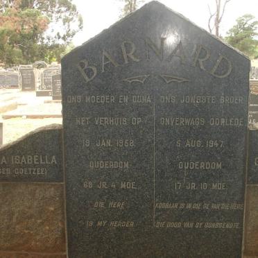 BARNARD Anna Isabella nee COETZEE -1958 :: BARNARD Geddes Marco -1947