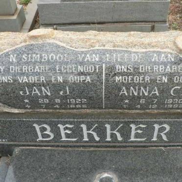 BEKKER Jan J. 1922-1985 &amp; Anna C.H. 1930-1992